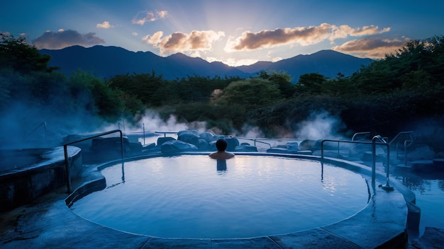 Onsen outdoor bath indoor bath relax and rejuvenation Landscape