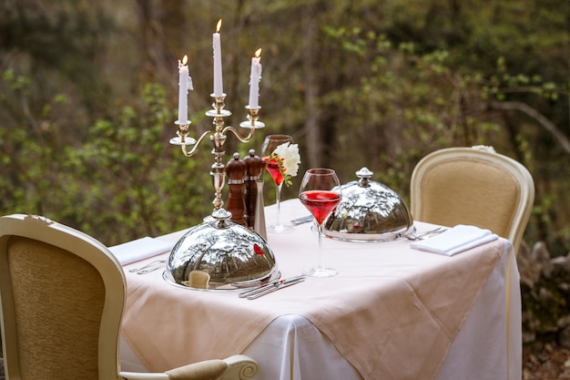 Open air served table by catering service company