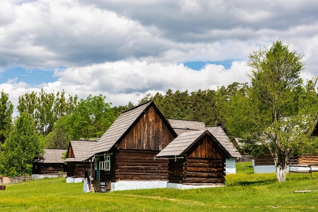 Open Air Village Museum in Stara Lubovna Castle Slovak Republic Wooden Traditional Houses