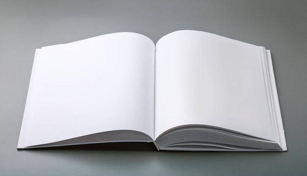 open blank book on gray surface