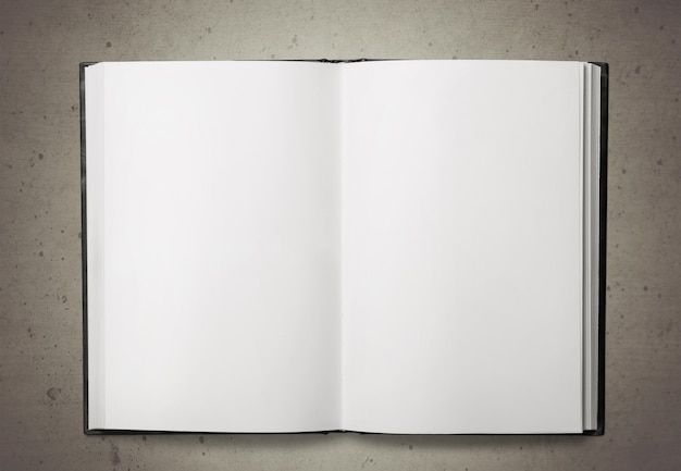 Open blank notebook on  background