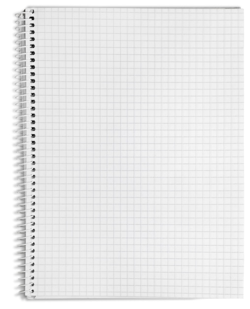 Open blank notebook on a white background