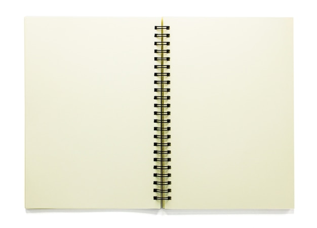 Open blank sketchbook isolated on white  with clipping path