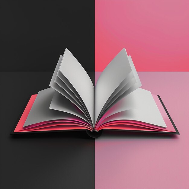 open book on black and pink background