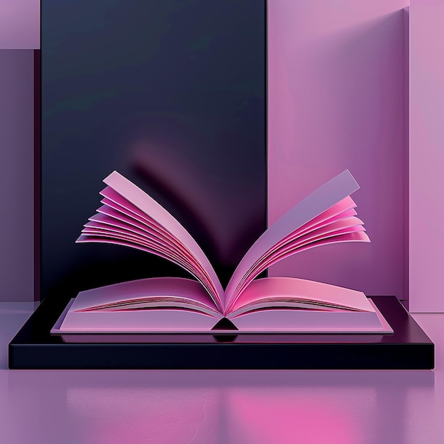 open book on black and pink background