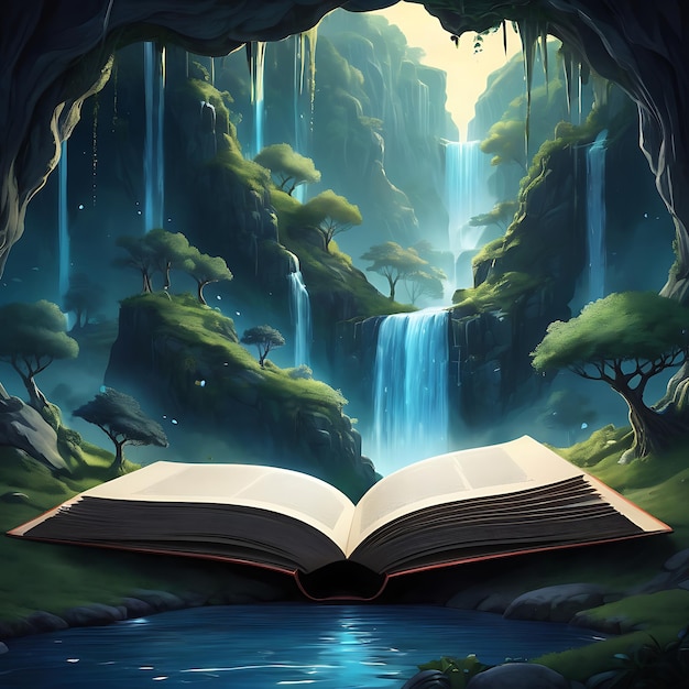 Open Book Concept for Fiction Storytelling and Fairytale Illustration