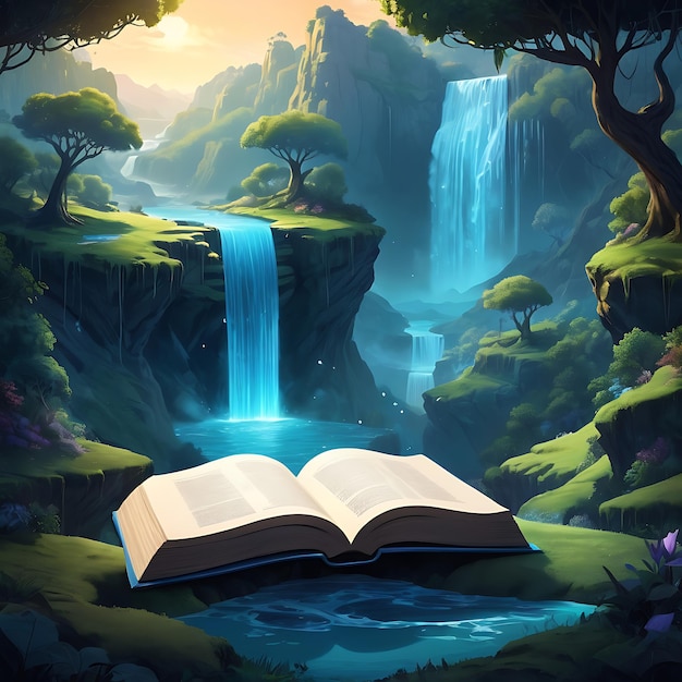 Open Book Concept for Fiction Storytelling and Fairytale Illustration