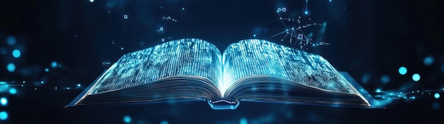 Open Book Made of Light and Digital Data