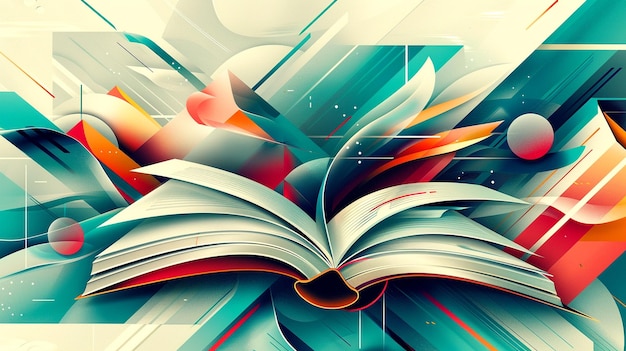 Photo an open book radiates colorful energies symbolizing imagination and learning