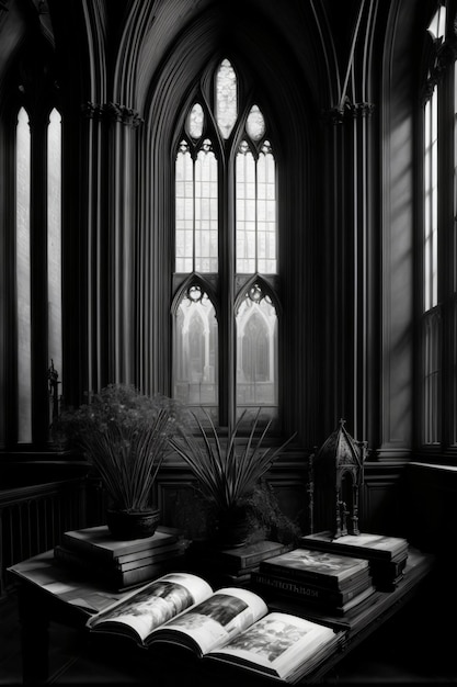 An Open Book Sitting On Top Of A Table In Front Of A Window