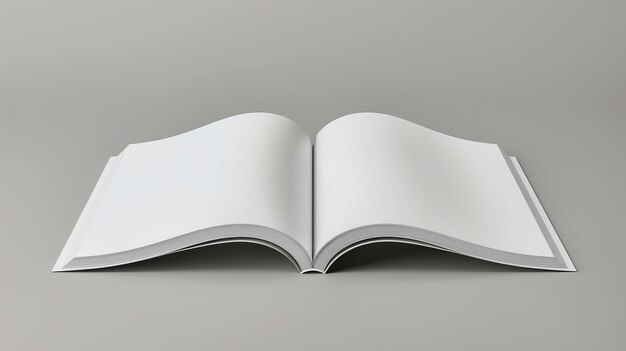 Open book with blank pages on grey background