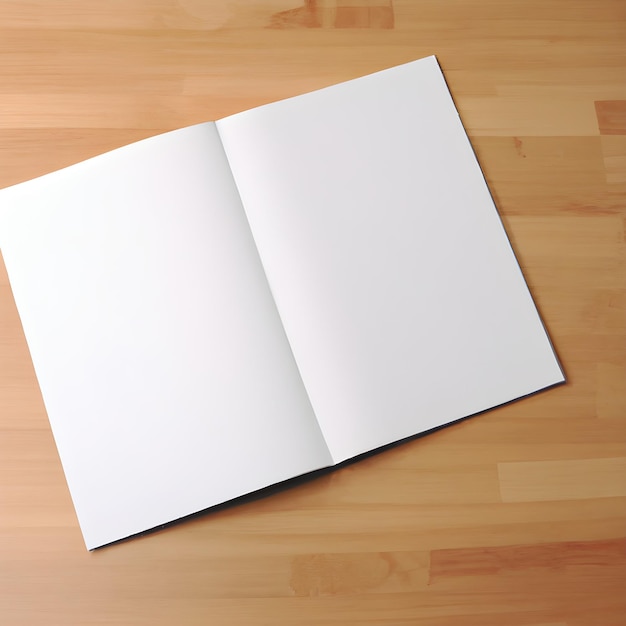 Open book with blank pages on wooden table background_ai_generated