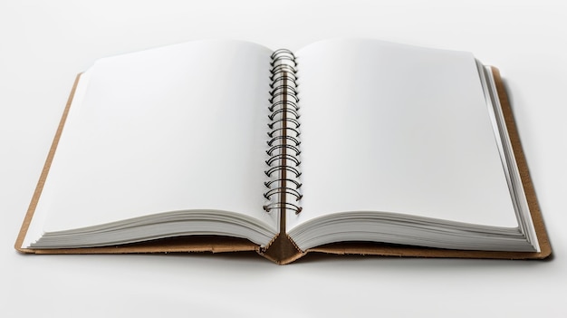 an open book with a spiral bound notebook on the page