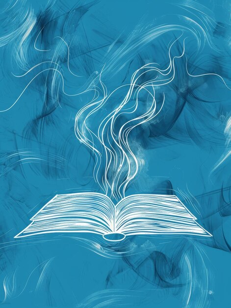 Photo an open book with white lines symbolizing knowledge imagination creativity wisdom and inspi