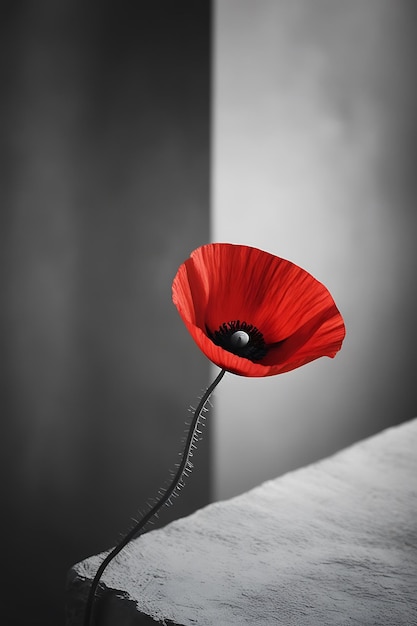 Photo open bud of red poppy flower in the field wonderful sunny afternoon weather of background