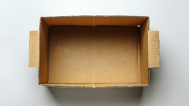 An open cardboard box is shown isolated on a white background