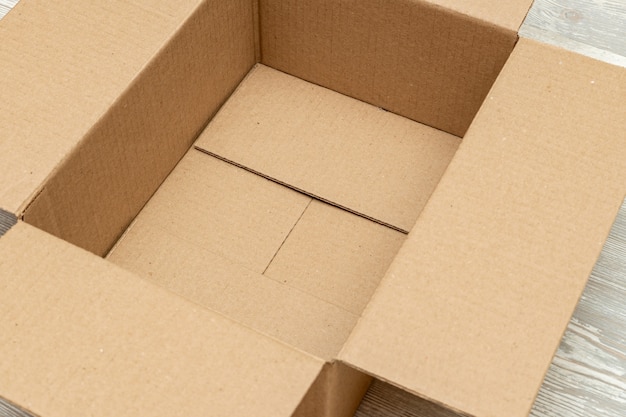 Open cardboard box for packaging close up