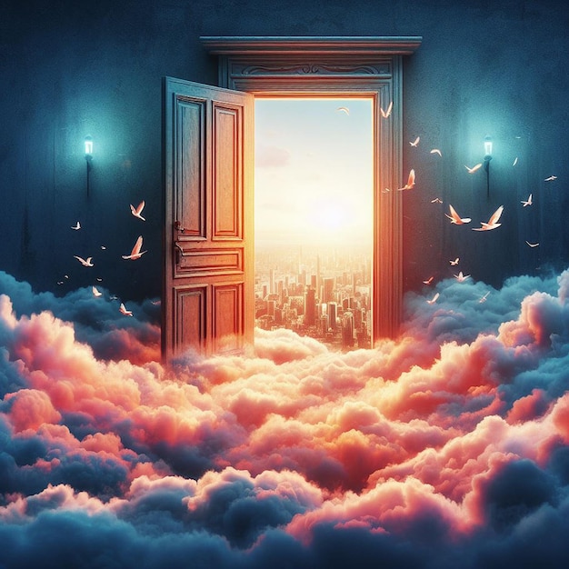 An open door on the clouds Ai generated art