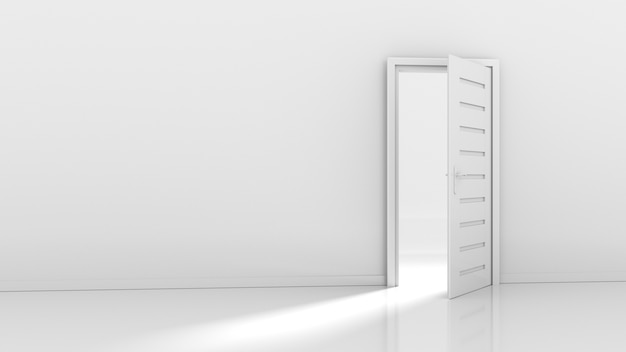 Open Door and Light Flow 3D Rendering