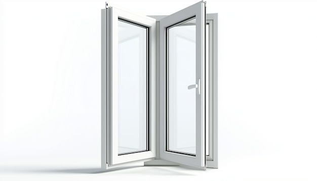 an open door that is opened to a white background