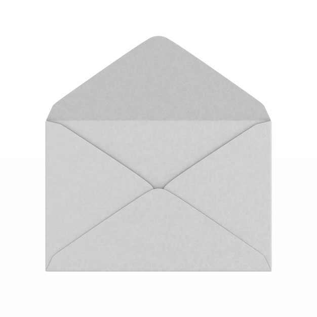 Open envelope on white.