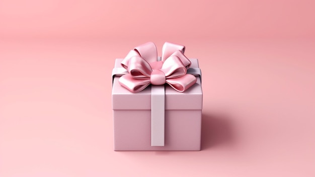 Open gift box with ribbon isolated on pink background Generative AI