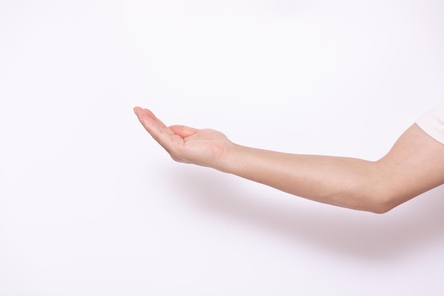 Open hand on white background