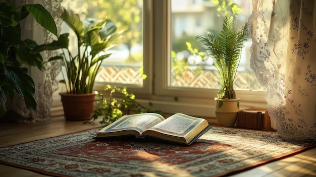 Open holy book of Muslims on stand