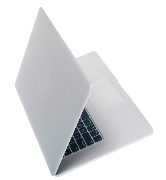 Open laptop on white background top view side view isolate