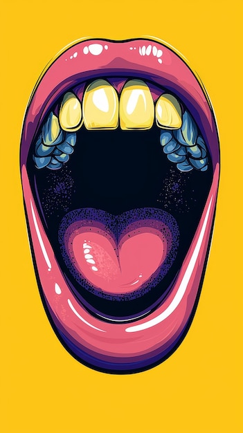 Photo open mouth with gold teeth and tongue