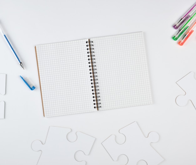 Open notebook in a cell and on a white background