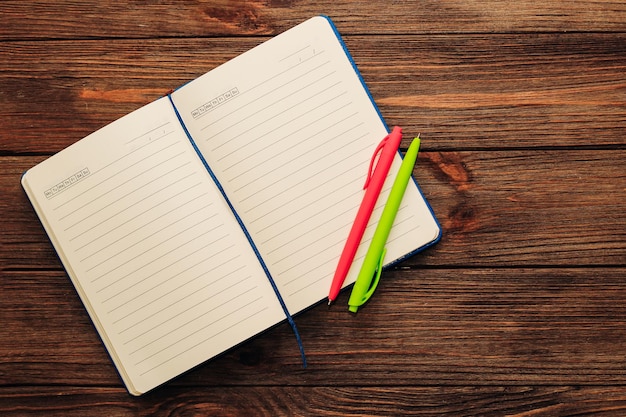 Open notebook diary lines for writing convenient time management with space for text