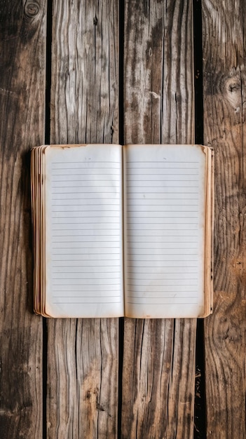 Open Notebook on Wooden Table A Simple Organized Workspace