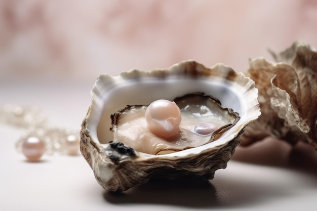 Open oyster shell sea pearl Generate Ai