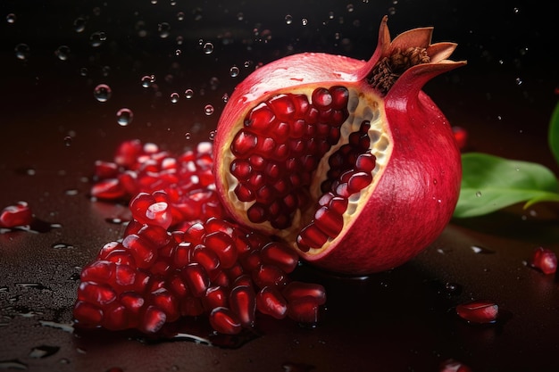 Open Pomegranate on Table