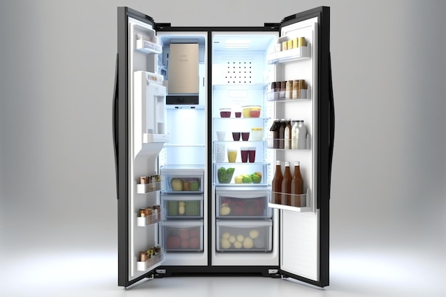 Open refrigerator doors