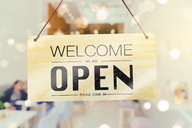 Open sign on a restaurant door