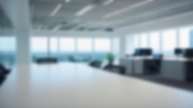 Open space coworking area conference table blurred background Empty modern office