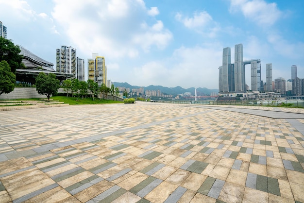 Open space square ground and urban skyline Chongqing China