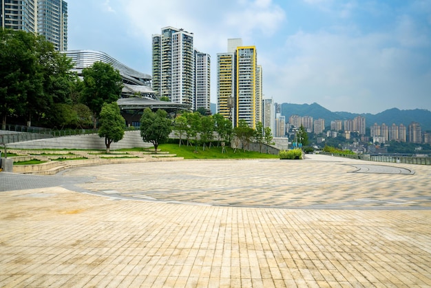 Open space square ground and urban skyline Chongqing China