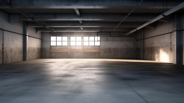 Open spacious empty garage photorealistic Al generated