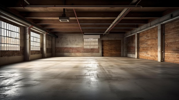 Open spacious empty garage photorealistic Al generated