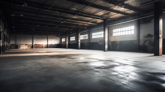 Open spacious empty garage photorealistic Al generated