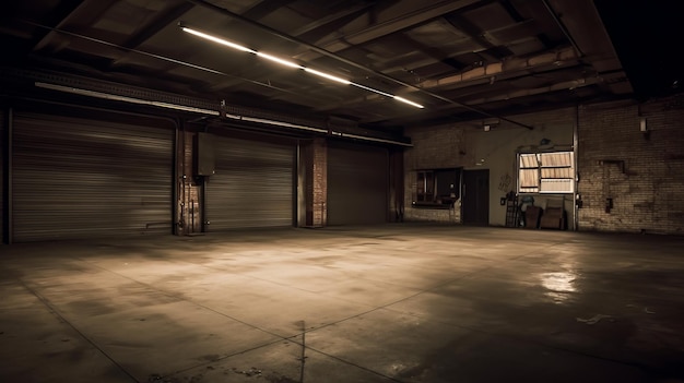 Open spacious empty garage photorealistic Al generated