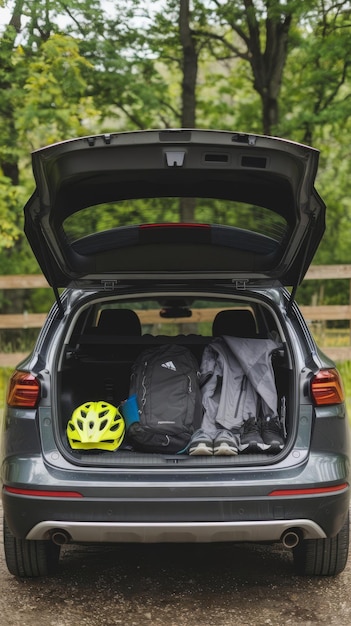 Photo open trunk of car outdoors