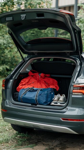 Photo open trunk of car outdoors