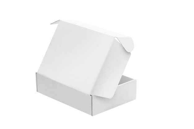 Open white blank carton box isolated on white background with clipping path