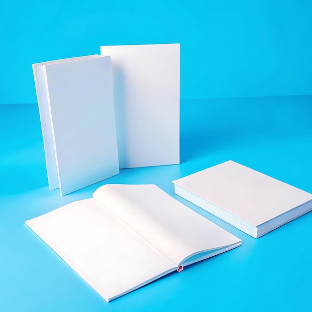 Open White Book on a Blue Background