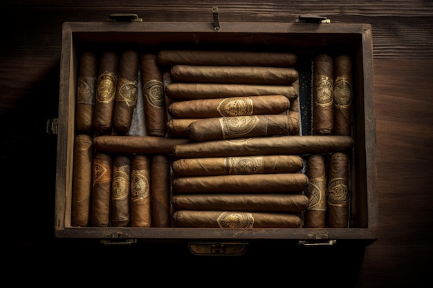 Open Wooden Box Collection Cigars