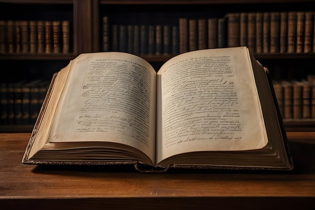 An opened bible book on a wooden table